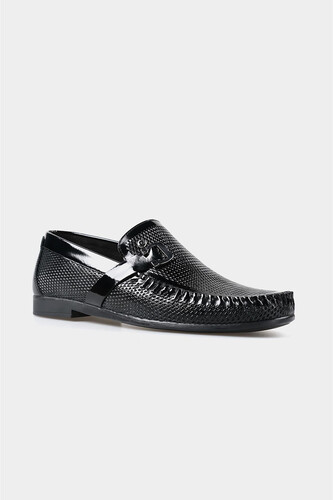 Erkek LOAFER Klasik Ayakkabı-2598-Siyah Rugan - 2